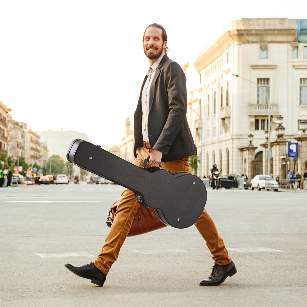 VEVOR Electric Guitar Hard Case, 41.34 in Gourd-Shaped Guitar Hard Case, With Lock Latch Keys Handle, PVC Padding Soft