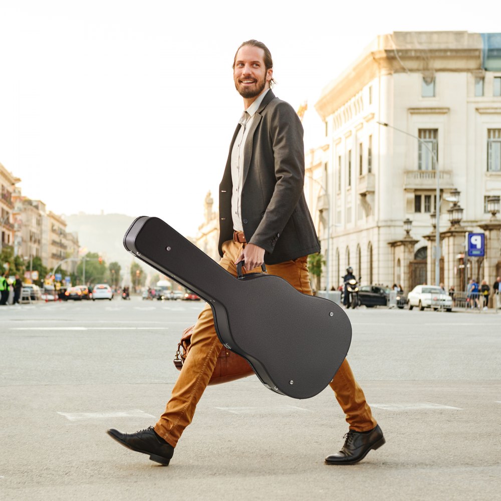 VEVOR Acoustic Guitar Hard Case, 43.31 in Gourd-Shaped Guitar Hard Case, With Lock Latch Key Handle, PVC Padding Soft