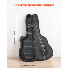 VEVOR Acoustic Guitar Bag, 47.1 Inch, Hard-Shell Protective Travel Carrying Case with Accessory Compartment, Foam