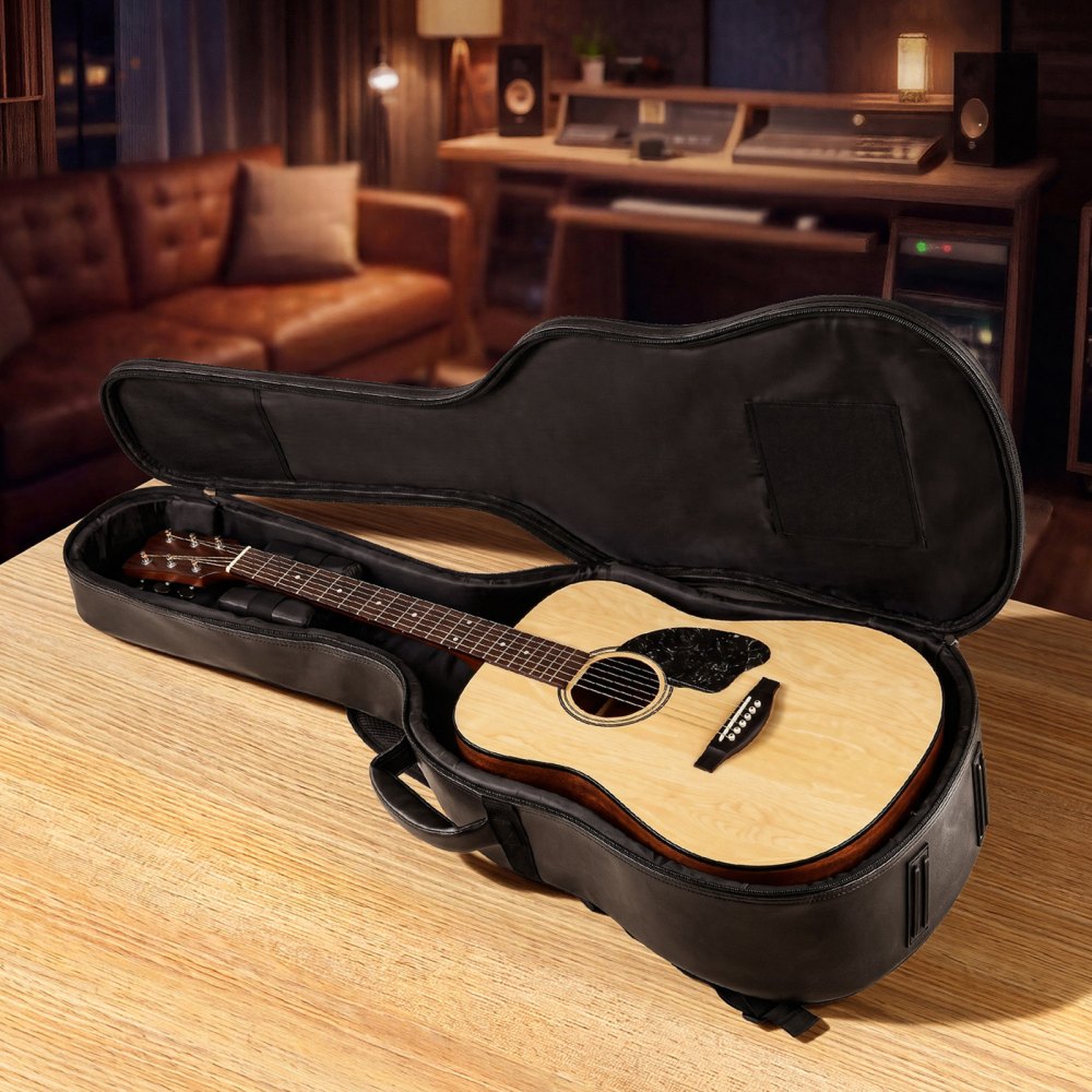 VEVOR Acoustic Guitar Bag, 47.1 Inch, Hard-Shell Protective Travel Carrying Case with Accessory Compartment, Foam