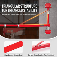 VEVOR Electric Hoist Support Arm, 660 lbs Max Load Capacity, Electric Hoist Holder Swing Arm with Pole, Steel Hoist