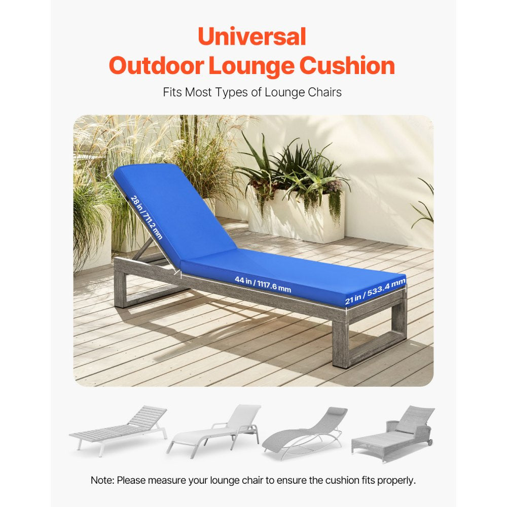 VEVOR Chaise Lounge Cushion, 72 x 21 x 3 in, Outdoor Lounge Chair Cushions, Waterproof & Fade-Resistant, Sun Lounger