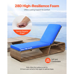 VEVOR Chaise Lounge Cushion, 72 x 21 x 3 in, Outdoor Lounge Chair Cushions, Waterproof & Fade-Resistant, Sun Lounger