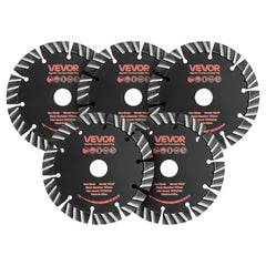 VEVOR Diamond Blades 5.24 inch, 5-Pack Wall Chaser Saw Blade Cutting Blade, 0.79 in Arbor, High-Hardness Diamond