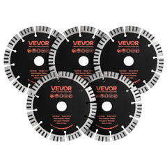 VEVOR Diamond Blades 6.3 inch, 5-Pack Wall Chaser Saw Blade Cutting Blade, 0.87 in Arbor, High-Hardness Diamond