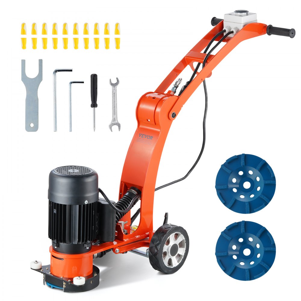 VEVOR Electric Concrete Floor Grinder 7" Walk-Behind Grinder 1.7HP Concrete Floor Polisher, 1300W Grinding Machine