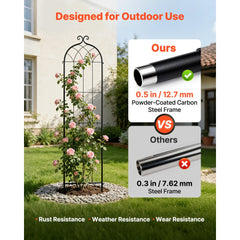 VEVOR Garden Trellis, 87 x 20 inch Rose Trellis, 4 Packs Garden Flower Rose Trellises with Powder-Coated Finish &