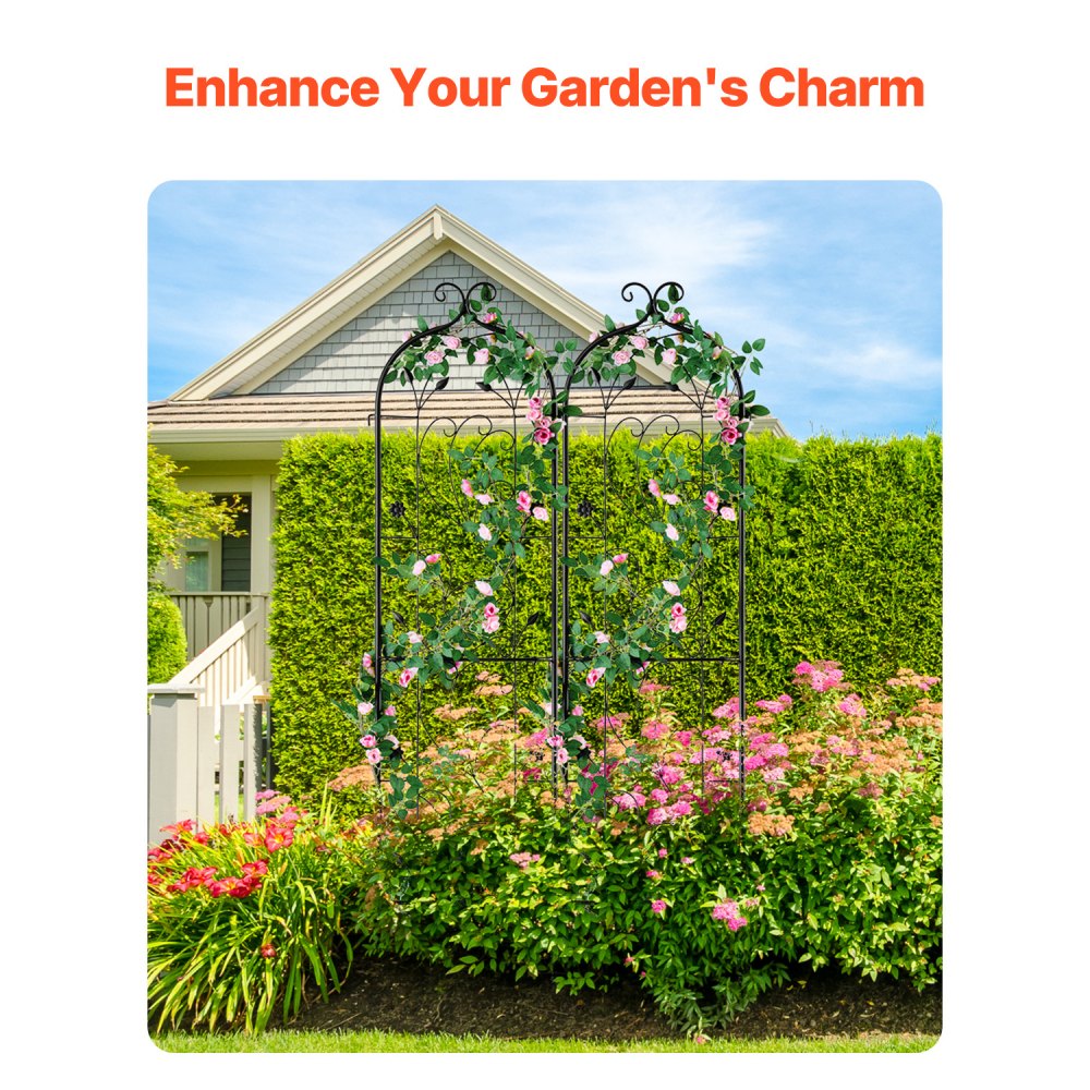 VEVOR Garden Trellis for Climbing Plants, 60 x 15 in, 2 Packs Rustproof Metal Garden Flower Trellis, Outdoor Climbing
