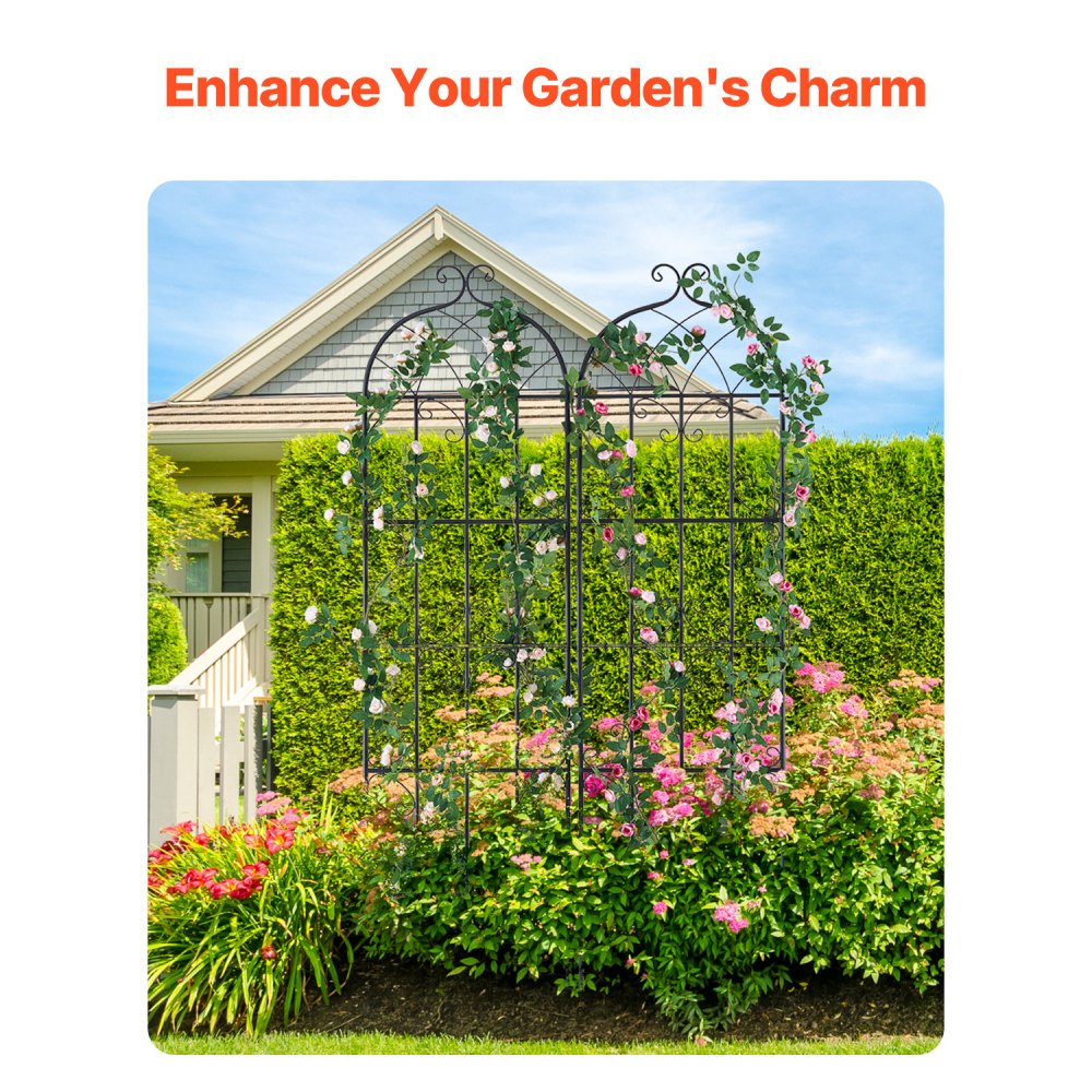VEVOR Garden Trellis for Climbing Plants, 71 x 20 in, 2 Packs Rustproof Metal Garden Flower Trellis, Outdoor Climbing