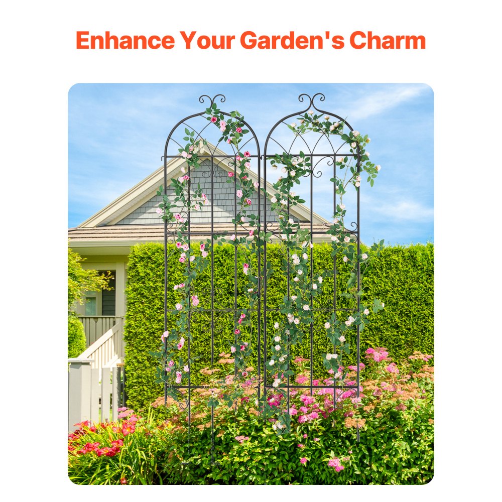 VEVOR Garden Trellis for Climbing Plants, 87 x 20 in, 2 Packs Rustproof Metal Garden Flower Trellis, Outdoor Climbing