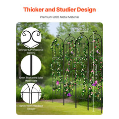 VEVOR Garden Trellis for Climbing Plants, 87 x 20 in, 4 Packs Rustproof Metal Garden Flower Trellis, Outdoor Climbing