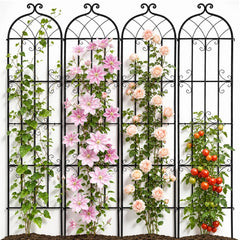 VEVOR Garden Trellis for Climbing Plants, 87 x 20 in, 4 Packs Rustproof Metal Garden Flower Trellis, Outdoor Climbing