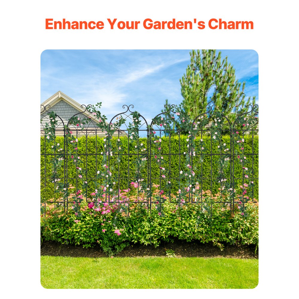 VEVOR Garden Trellis for Climbing Plants, 71 x 20 in, 6 Packs Rustproof Metal Garden Flower Trellis, Outdoor Climbing