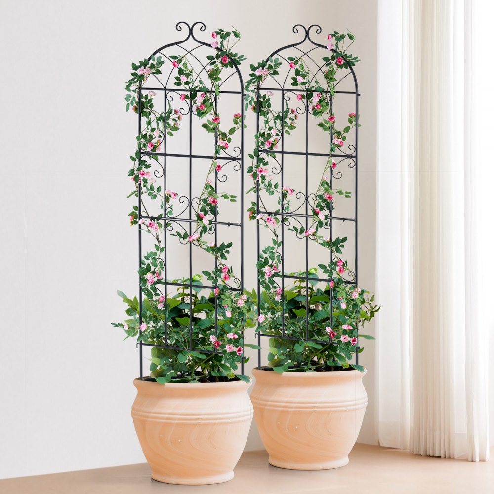 VEVOR Garden Trellis for Climbing Plants, 71 x 20 in, 6 Packs Rustproof Metal Garden Flower Trellis, Outdoor Climbing