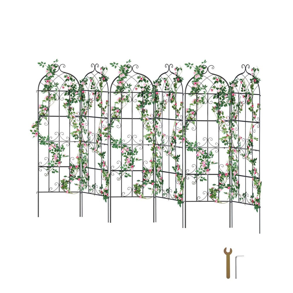 VEVOR Garden Trellis for Climbing Plants, 71 x 20 in, 6 Packs Rustproof Metal Garden Flower Trellis, Outdoor Climbing