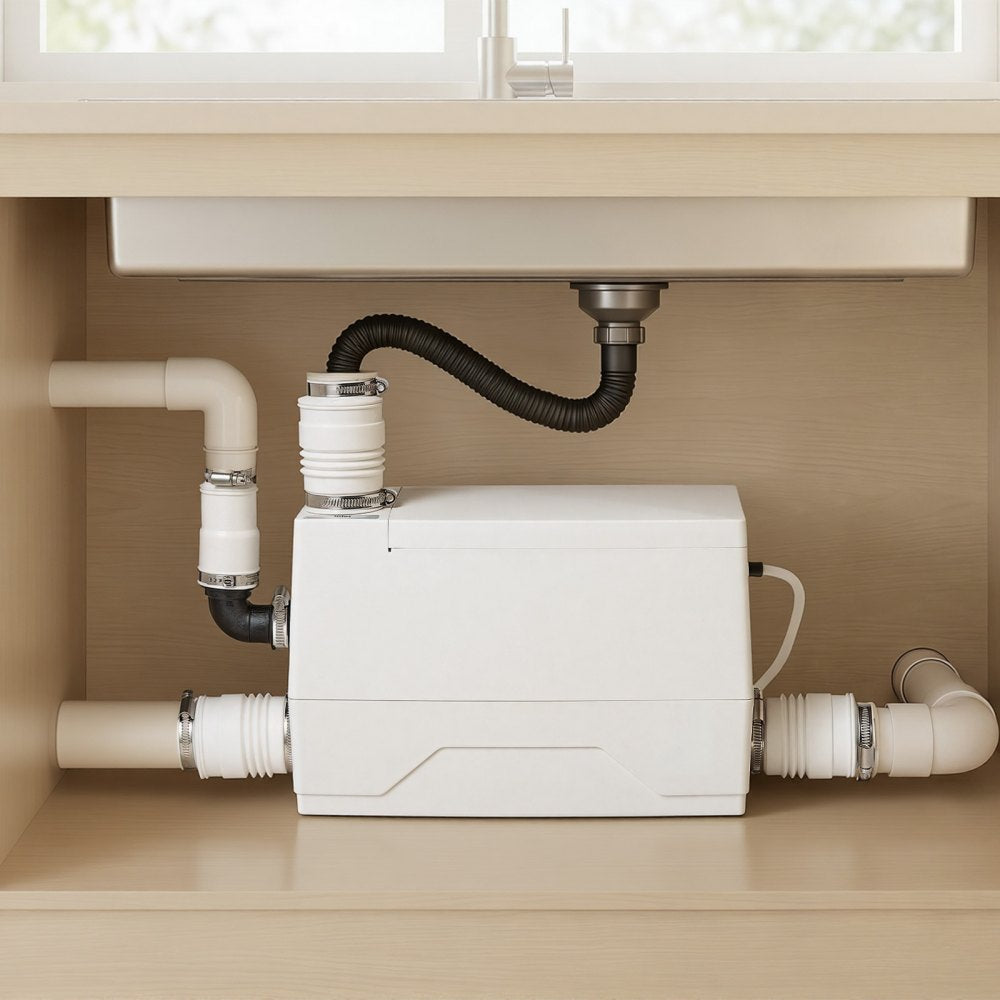 VEVOR Utility Sink Pump 350W 7200L/h Flow 26.2 ft / 8 m Head Drain Pump, Waste Water Disposal Machine with 3 Inlets