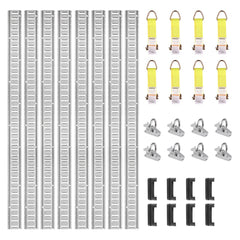 VEVOR E Track Tie-Down Rail Kit, 24PCS 5' E-Tracks Set Includes 8 Steel Rails & 8 O-Ring Anchors & 8 Tie-Offs with