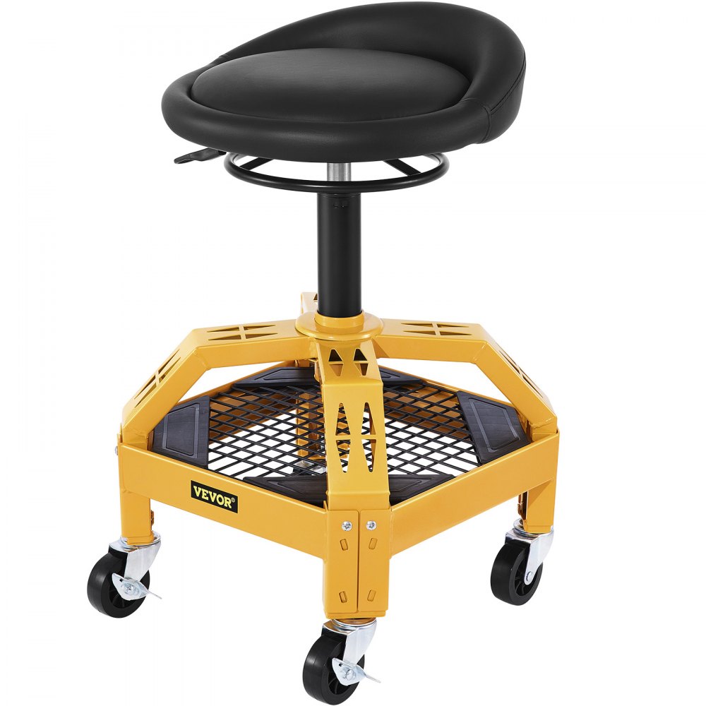 VEVOR Rolling Garage Stool, 300LBS Capacity, Adjustable Height from 24 in to 28.7 in, Mechanic Seat with 360-degree