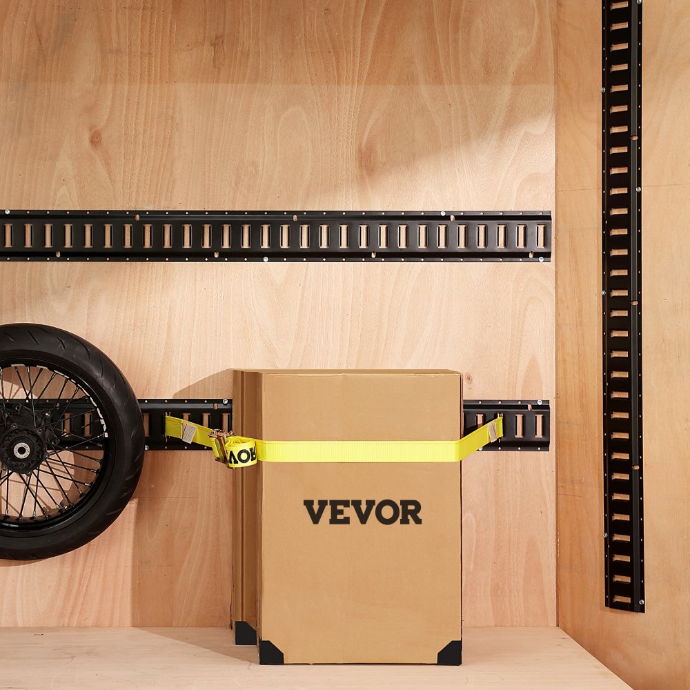 VEVOR E Track Tie-Down Rail Kit, 30PCS 5FT E-Tracks Set Includes 4 Steel Rails & 2 Single Slot & 8 O Rings & 8 Tie-Offs