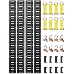 VEVOR E Track Tie-Down Rail Kit, 30PCS 5FT E-Tracks Set Includes 4 Steel Rails & 2 Single Slot & 8 O Rings & 8 Tie-Offs