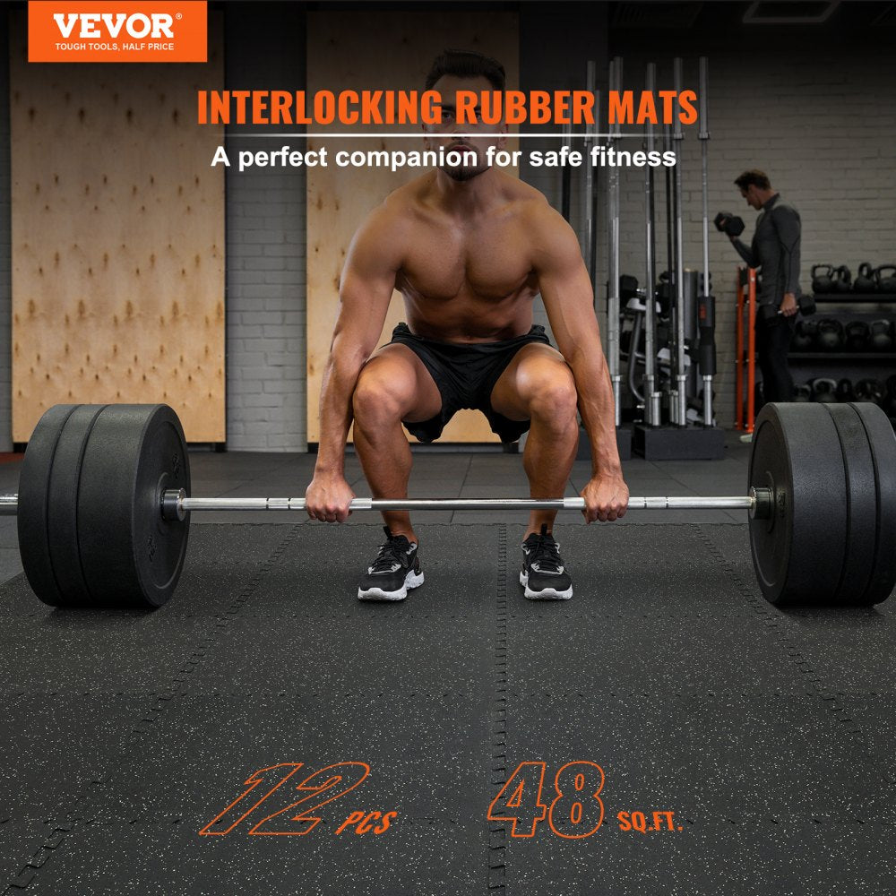 VEVOR EVA Interlocking Foam Floor Mats, 0.56 in Thickened 12 Pcs Puzzle Rubber Tiles, 24 x 24 in Exercise Floor Mat for