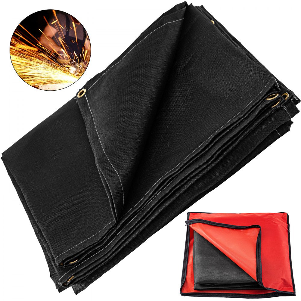 VEVOR 6 x 10 Ft Welding Blanket Black Fiberglass Blanket Portable Fiberglass Fire Retardant Blanket Welding Mat Welding