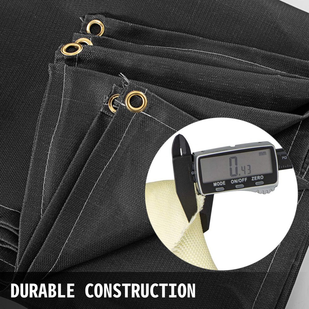 VEVOR 6 x 10 Ft Welding Blanket Black Fiberglass Blanket Portable Fiberglass Fire Retardant Blanket Welding Mat Welding
