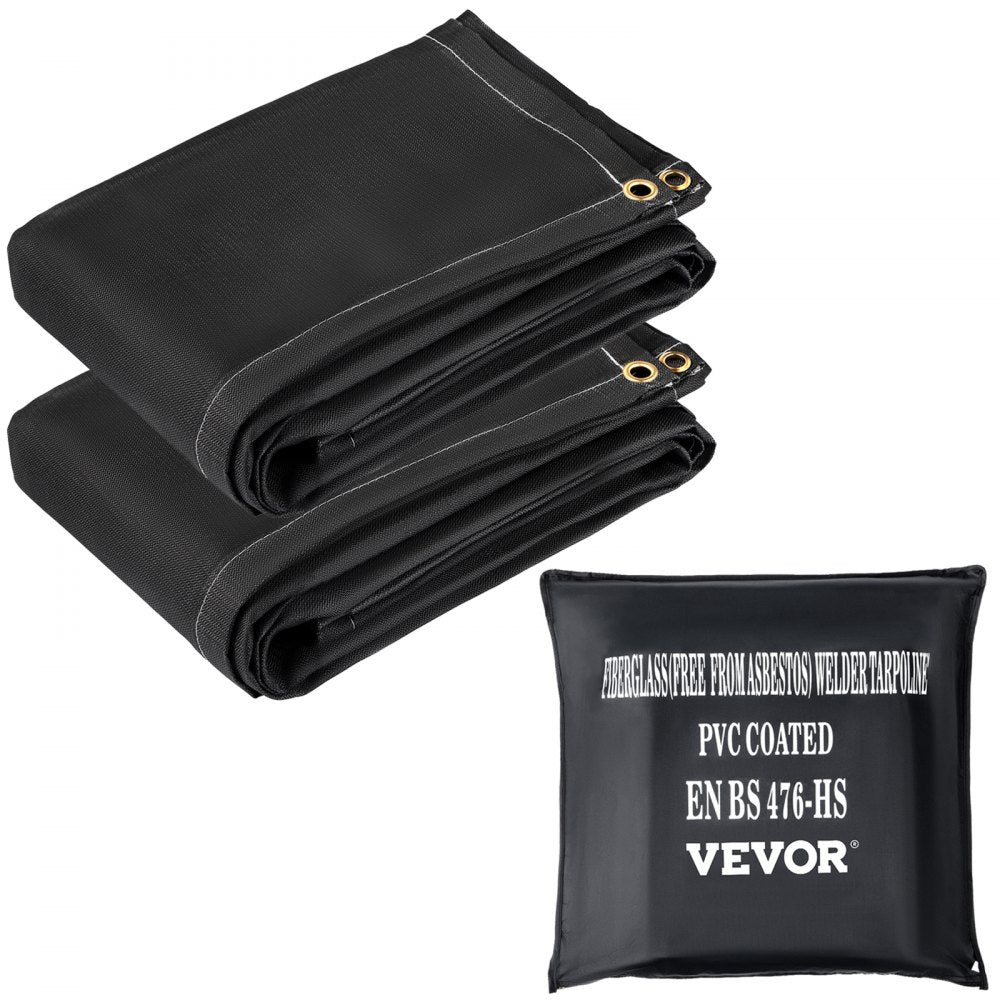 VEVOR Fire Blankets, 2 Pack Welding Blankets, 8' x 10' Fire Suppression Blanket, 1022°F Flame Retardant Blanket, Black