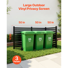 VEVOR 3 Panels Outdoor Privacy Screen, 50 x 48 in Air Conditioner Fence with 27.6 in Ground Stakes, Pool Equipment