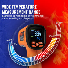 VEVOR Infrared Thermometer, -40~2732°F Dual Laser Temperature Gun Non-Contact, Handheld IR Heat Temperature Gun with