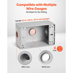 VEVOR Outdoor Electrical Box, 4.5 x 2.8 x 2 in, Weatherproof Outlet Junction Box, Suitable 1/2-Inch or 3/4-Inch