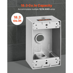 VEVOR Outdoor Electrical Box, 4.5 x 2.8 x 2 in, Weatherproof Outlet Junction Box, Suitable 1/2-Inch or 3/4-Inch