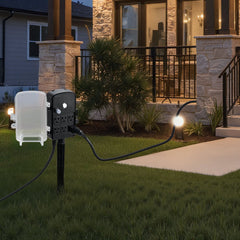 VEVOR Outdoor Power Stake, 15 FT Extension Cord, Outdoor Power Strip Weatherproof with Cover and Overload Protection, 6