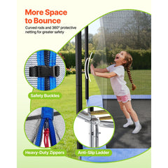 VEVOR Outdoor Trampoline, 8 x 14FT Rectangle Trampoline, ASTM Approved Recreational Trampolines with Enclosure Net, Max