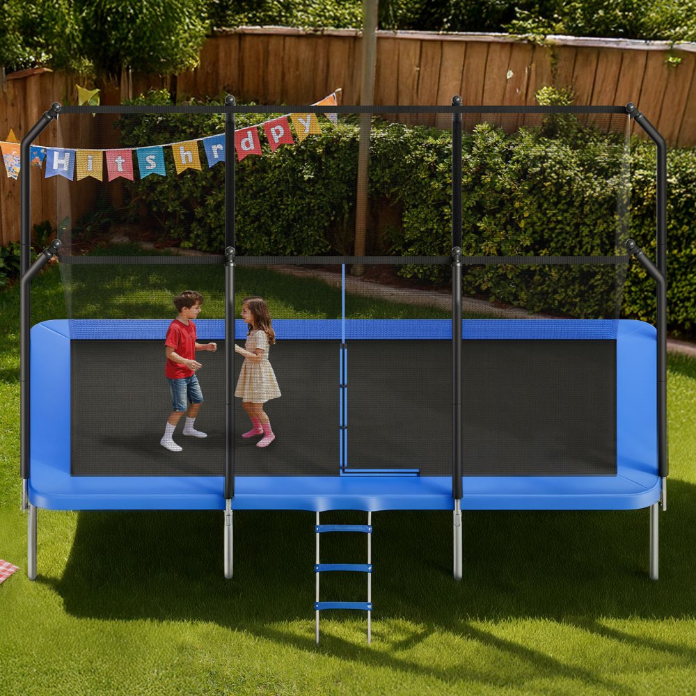 VEVOR Outdoor Trampoline, 8 x 14FT Rectangle Trampoline, ASTM Approved Recreational Trampolines with Enclosure Net, Max