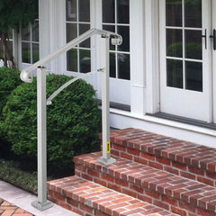 VEVOR Outdoor Stair Railing, Fit 2 or 3 Steps Alloy Metal Handrailing, Front Porch Flexible Transitional Handrail, Arch