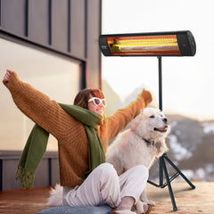 VEVOR Infrared Heater, 1500W Remote Control Electric Space Heater, LED Screen Patio Heater w/ 3 Speeds & Timer