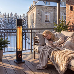 VEVOR Infrared Heater 1500W Electric Space Heater 8 Heat Settings Black, with Remote Control for Outdoor Use, 8H Timer