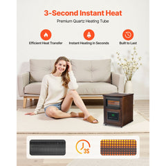 VEVOR Infrared Heater, 1500W Electric Space Heater with Remote Control, LED Screen & 24H Timer, Multiple Temperature