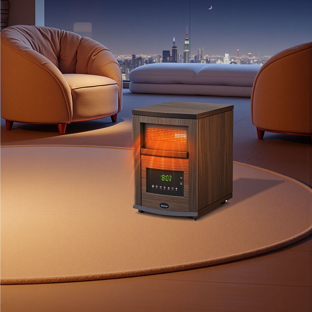 VEVOR Infrared Heater, 1500W Electric Space Heater with Remote Control, LED Screen & 24H Timer, Multiple Temperature