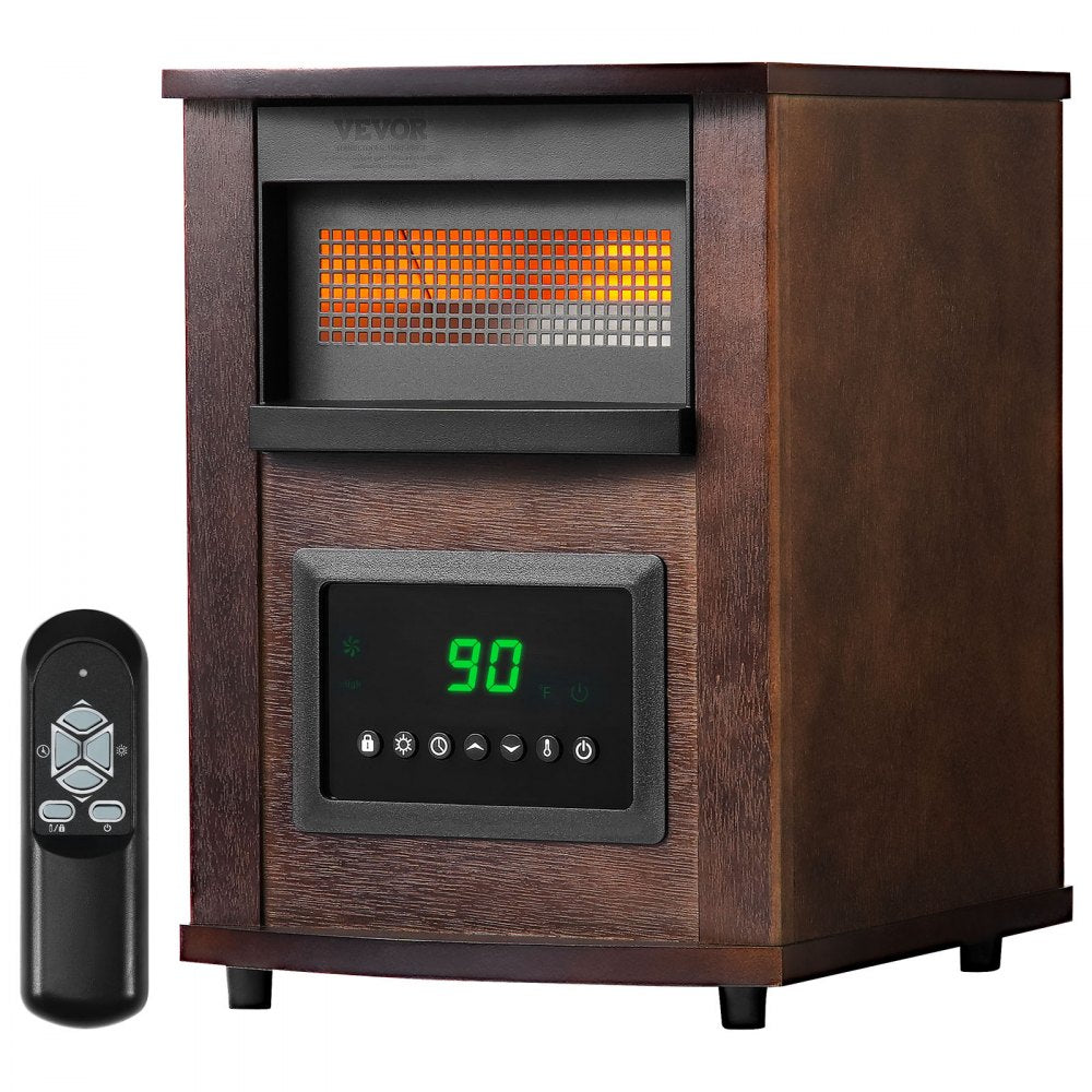 VEVOR Infrared Heater, 1500W Electric Space Heater with Remote Control, LED Screen & 24H Timer, Multiple Temperature