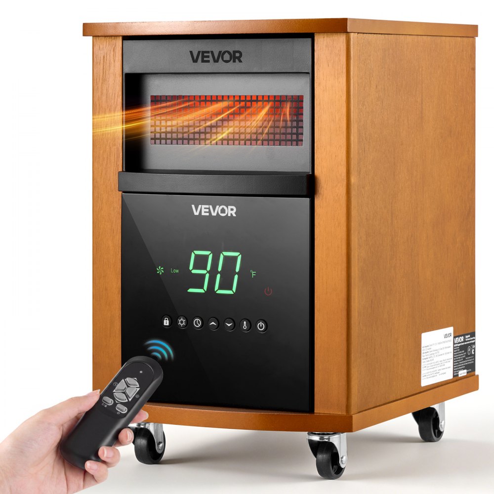 VEVOR Infrared Heater 1500W Electric Space Heater with Remote Control, 3 Heat Settings, 12H Timer, Overheat Shutoff