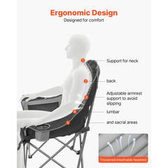 VEVOR Oversized Camping Chairs, 450 lbs Heavy Duty Support, Portable Padded Folding Camp Chairs with Dual Cup Holders &