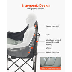 VEVOR Double Camping Chair, Oversized Two Person Camp Chair with 660 lbs Heavy Duty Support, with Dual Cup Holders