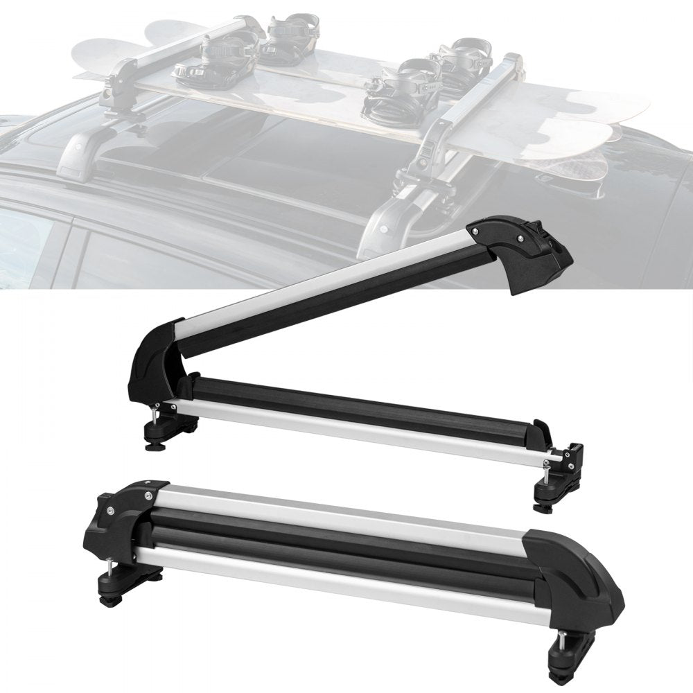VEVOR Ski and Snowboard Roof Rack, 31.7-Inch Universal Ski Rack for Car Roof Fit Most Crossbars, Carry up to 6 Pairs of
