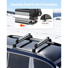 VEVOR Ski & Snowboard Roof Rack, Carry up to 6 Pairs of Skis or 4 Snowboards, 2 PCS Aluminum Universal Car Roof Rack
