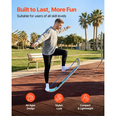 VEVOR Balance Board, Wobble Board Trainer for Adults, Premium Wooden Curved Balance Training Equipment, Compact &