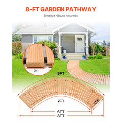 VEVOR Wooden Garden Pathway, 8 ft x 17 in, Non-Slip Curved Garden Walkway, Roll Out Cedar Outdoor Walkway Path with