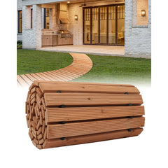 VEVOR Wooden Garden Pathway, 8 ft x 17 in, Non-Slip Curved Garden Walkway, Roll Out Cedar Outdoor Walkway Path with
