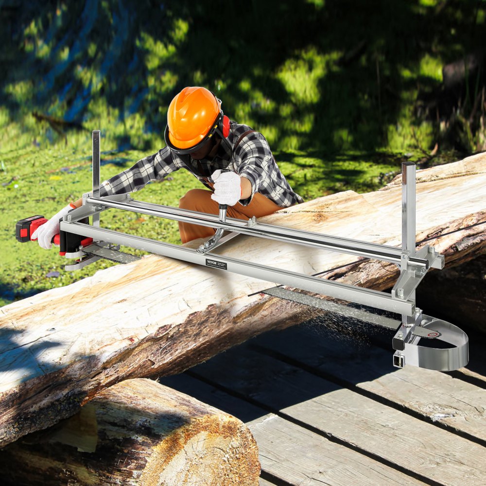 VEVOR Chainsaw Mill, Portable Sawmill 14"-48" Guide Bar, Galvanized Steel Chainsaw Planking Mill with 0.2"-11.81"